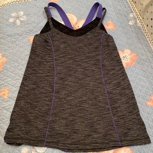 Lululemon Women's Grey and Purple Tank Top